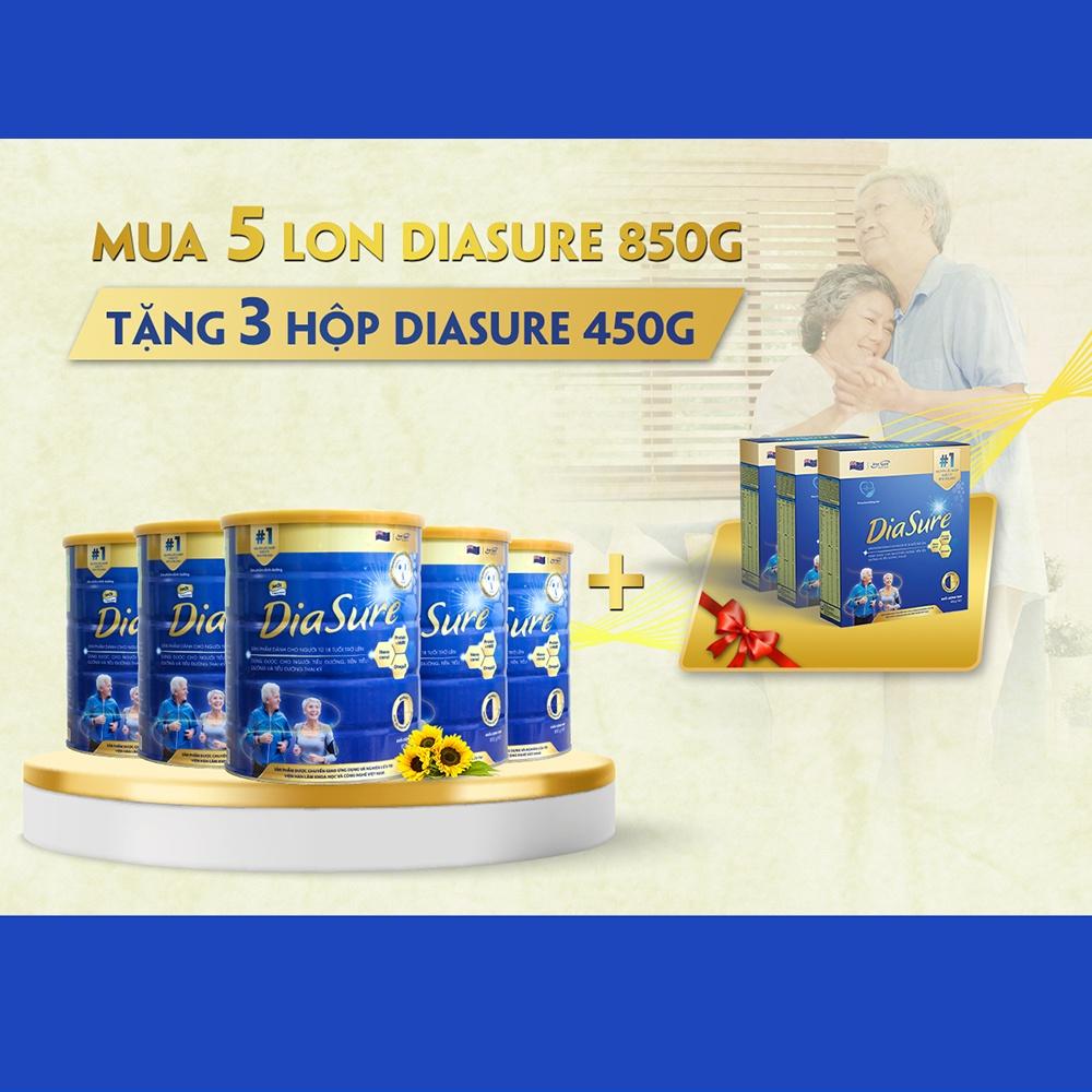 Sữa Non Diasure 850G (NEW) bổ sung thêm Nano Canxi, Omega3, (Mua 5 tặng 3 hộp 450G)-Sữa dành cho người tiểu đường