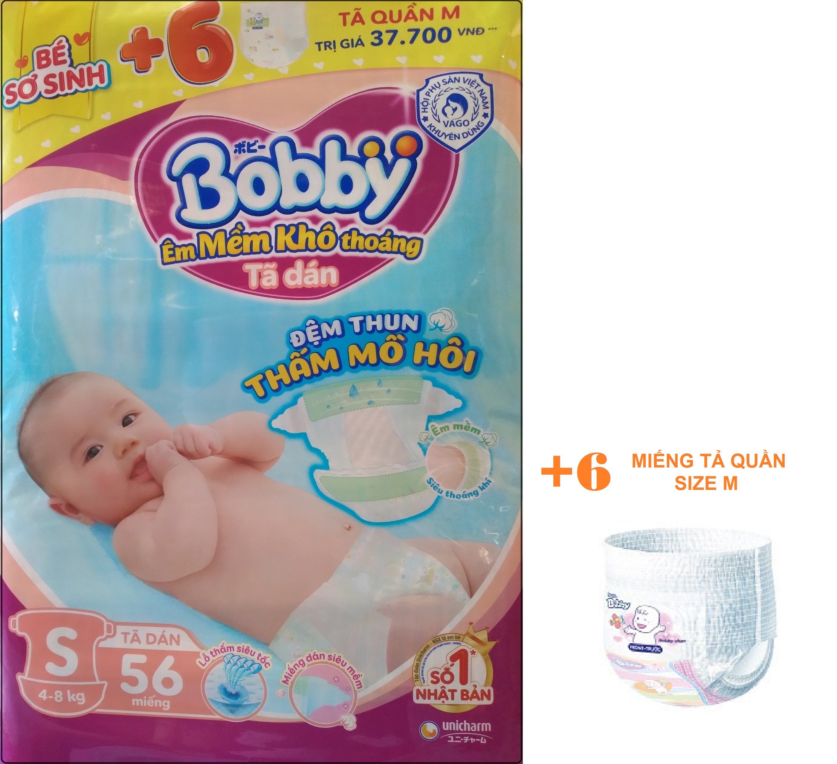 BOBBY TẢ DÁN S56 (TẶNG 6 MIẾNG TẢ QUẦN SIZE M)