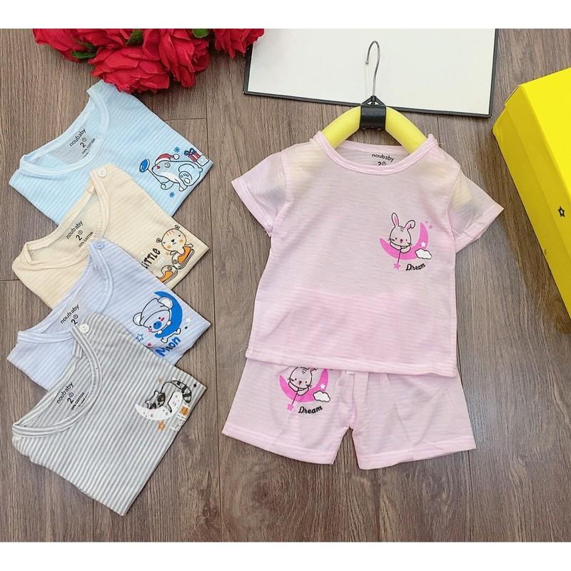 Bán sỉ Bộ cộc tay cotton siêu mỏng NBB kẻ ngang cho bé từ 0-15 tháng