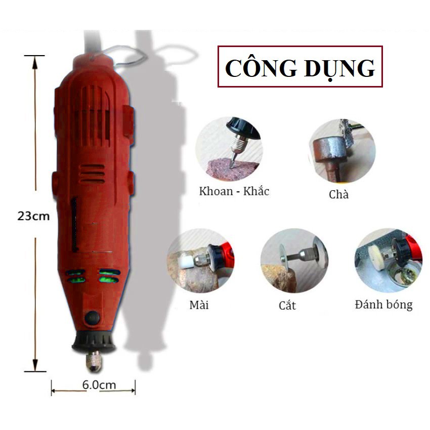 Máy khoan - mài - cắt mini đa năng, Công suất 180W, 6 tốc độ