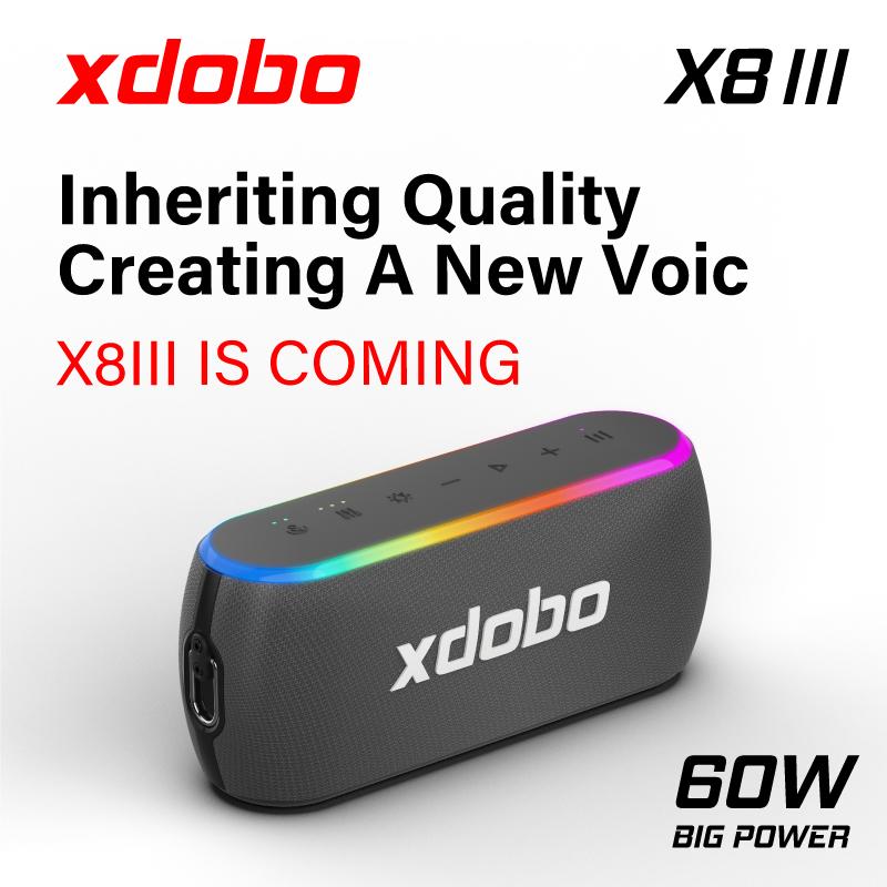 Loa Bluetooth không dây XDOBO X8 III Ngoài trời Loa siêu trầm công suất cao 60W đầy màu sắc Cột âm thanh di động caixa de som Boombox Màu sắc: Đen