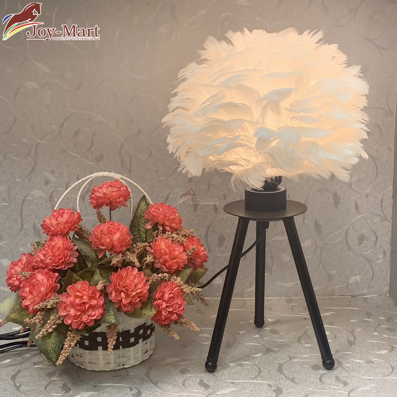 Đèn ngủ để bàn lông vũ trắng nhỏ - Đèn bàn hiện đại mới nhất 3888