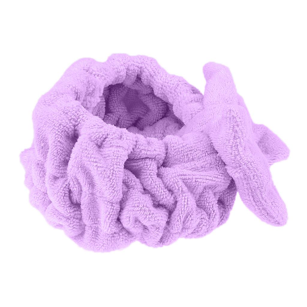 Bowknot Makeup Cosmetic Shower Bath Spa Elastic Hair Band Headband Purple