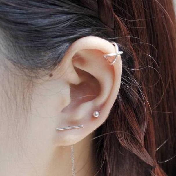 Khuyên kẹp vành chữ X S925 LANN