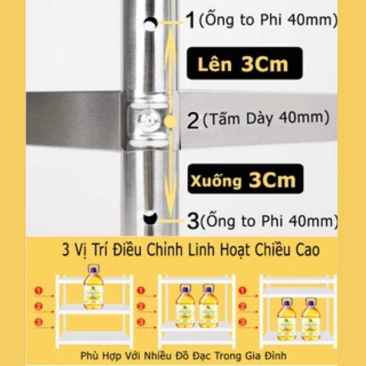Kệ Inox 304 để đồ nhà bếp, để lò vi sóng đa năng 4, 5 tầng thông minh