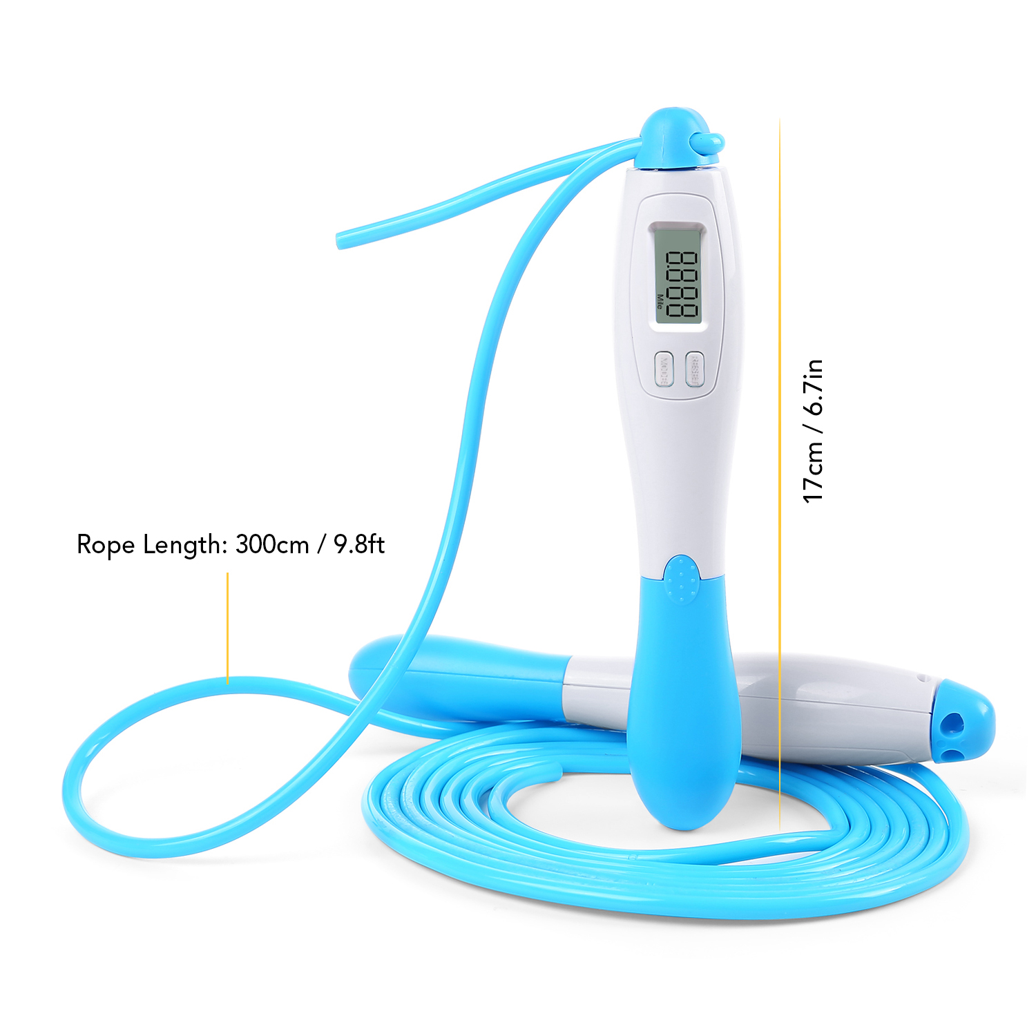 Dây nhảy thể dục kỹ thuật số với bộ đếm chính xác, Cáp điều chỉnh không rối, tay cầm ABS chống trượt