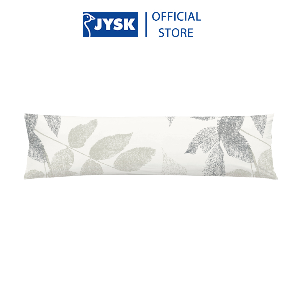 Vỏ gối ôm | JYSK Grain | cotton trắng hoạ tiết xám | 18x80 cm