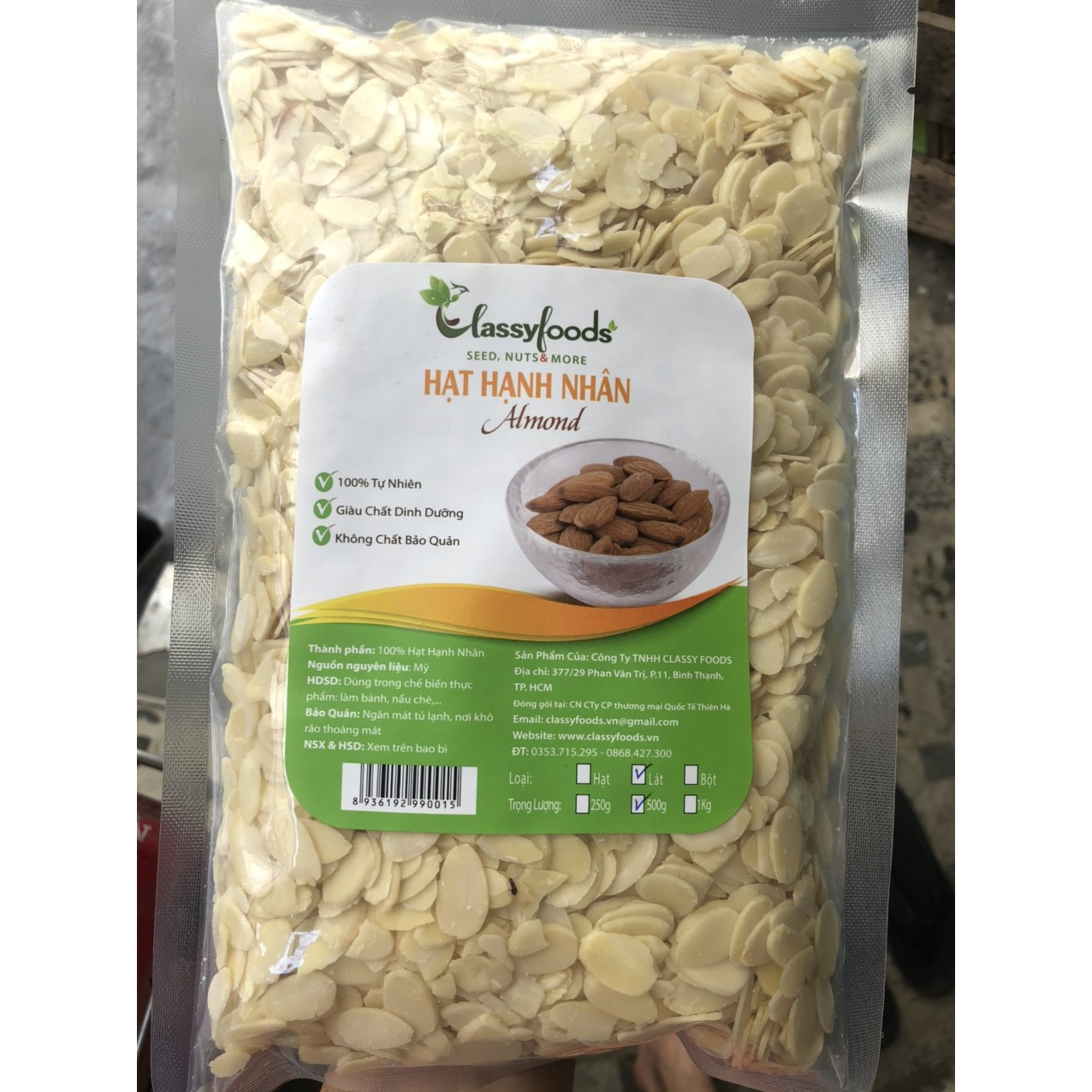 Hạnh nhân lát Classy Foods 500g