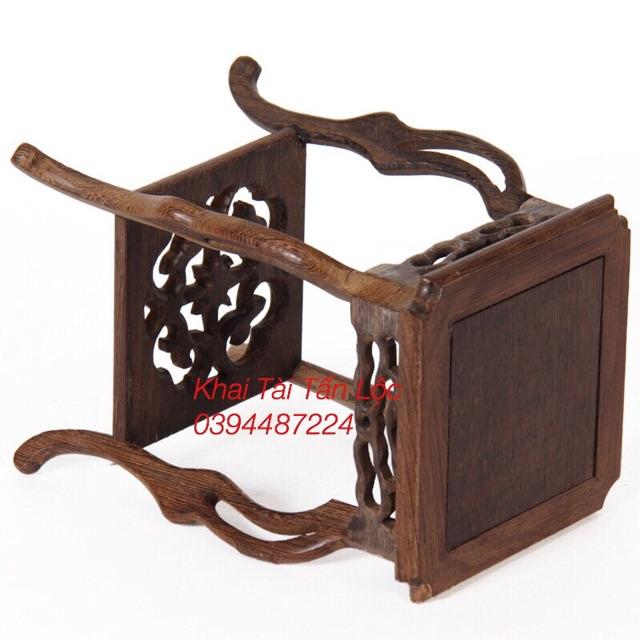 Đế gỗ , đôn gỗ kiểu cổ trang để đặt tượng và chậu bonsai cao 20 cm