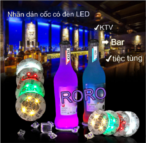 Bộ 5 đế Lót Ly đèn led phát sáng đẹp mắt Party Night Club (size 5cm)