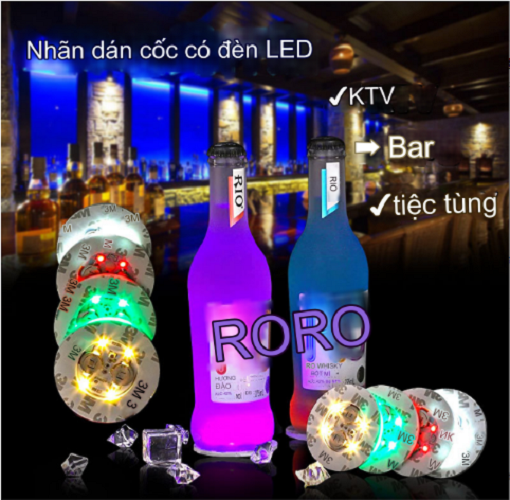 Combo 5 đế Lót Ly có đèn led phát sáng đẹp mắt Party Led Coasters (size 5cm)