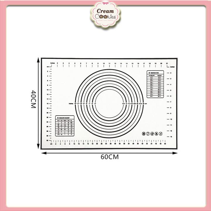 Tấm lót nhào bột/Thảm lót nướng, nhào bột, cán bột bằng silicon sợi thủy tinh chống trượt 60*40cm