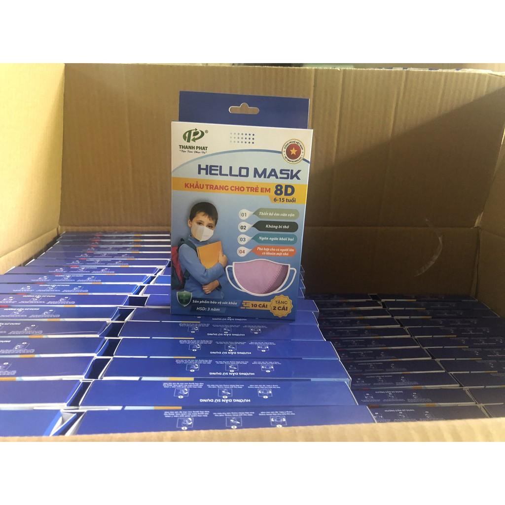 Khẩu trang 3D Hello Kids 4 lớp (Hộp 10 cái)