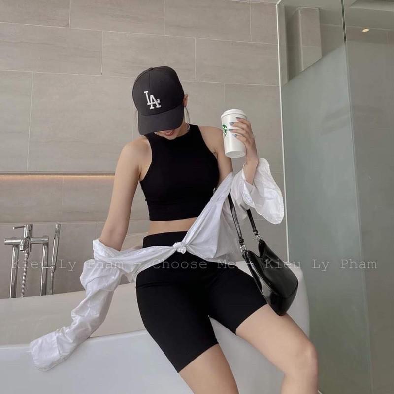 Áo Ba Lỗ Croptop Thun Tăm LINHLA Nữ  Phông body dáng ôm trơn màu ĐEN | TRẮNG | BE Ulzzang