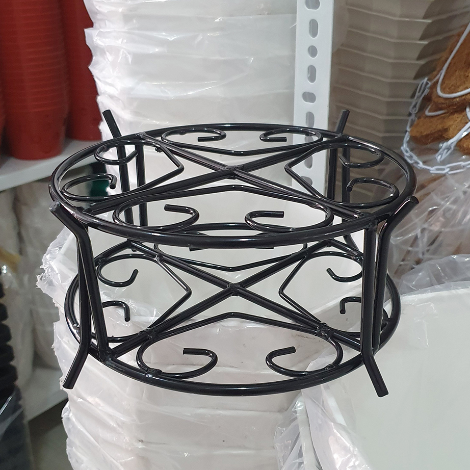 Bộ 2 kệ sắt tròn sơn tĩnh điện màu đen đặt chậu hoa 21x10cm