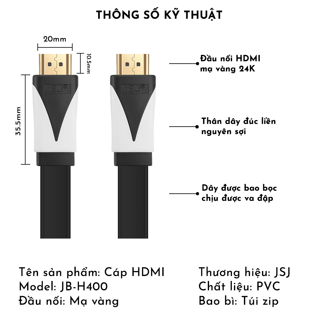 Dây Cáp HDMI Loại Dẹp JSJ-H600