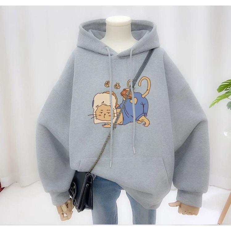 Áo hoodie nam nữ chuột trộm bánh mì chất nỉ bông siêu dày , phom rộng size từ 37 đến 65kg