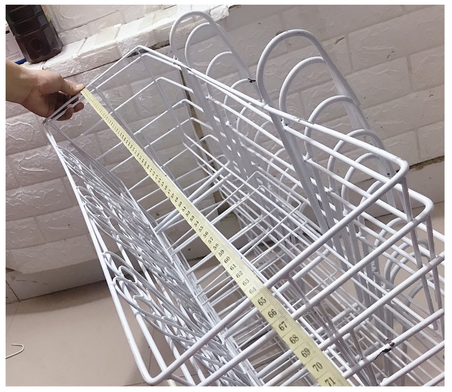 5 Giỏ Sắt Treo Chậu Hoa Ban Công Hình Chữ Nhật KT 64x21x18Cm - Màu Trắng