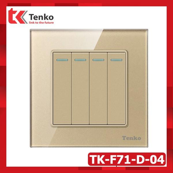 Công tắc Vuông 4 Hạt Mặt Kính Cường Lực Cao Cấp Tenko TK-F71-D-04 Full Color