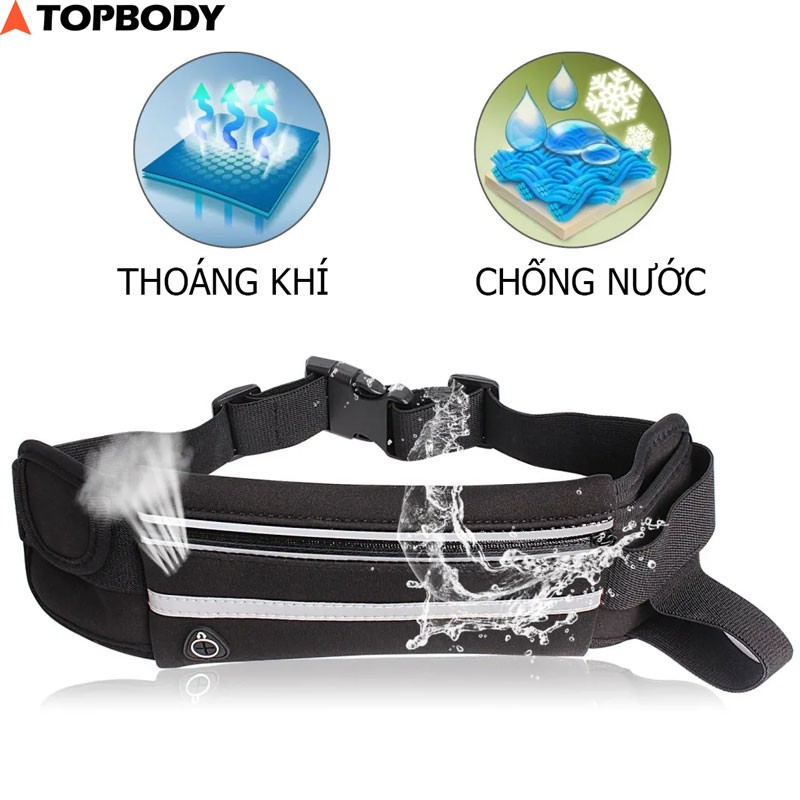 Túi chạy bộ đeo hông nhỏ gọn, chống nước chính hãng TopBody, đựng ví tiền, điện thoại, chìa khóa