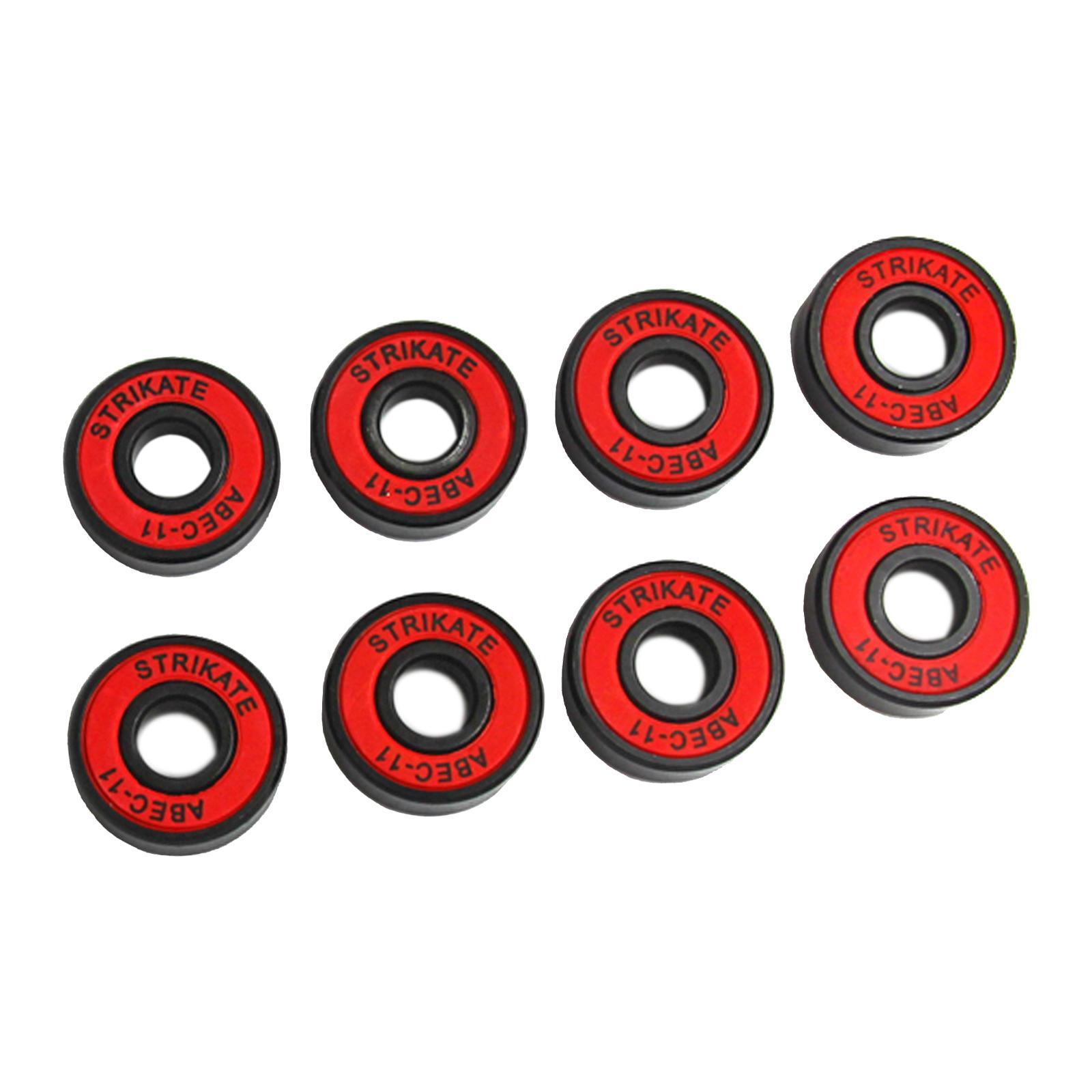 8Pcs Skateboard Bearings 8mm Precision Size ABEC-11 for Longboard Red