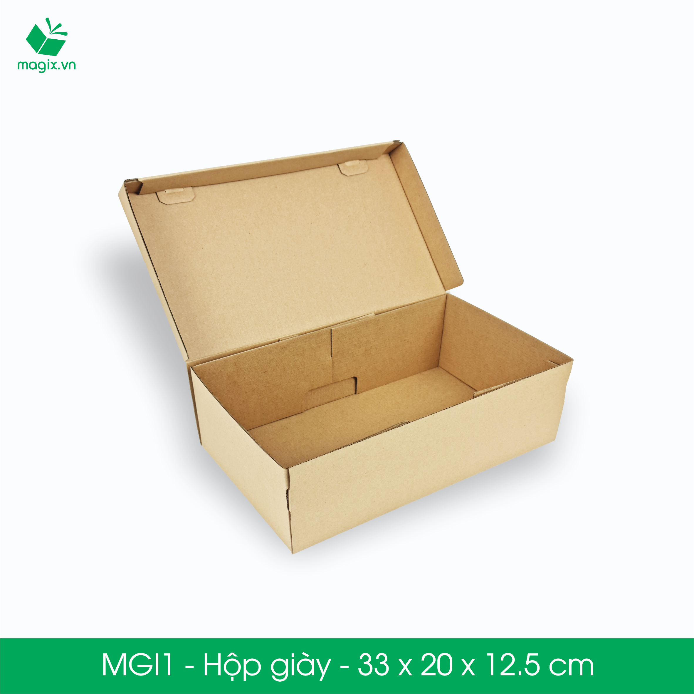 MGI1 - 33x20x12.5cm - 25  Hộp giày - 25/50/100Thùng hộp carton trơn đóng hàng