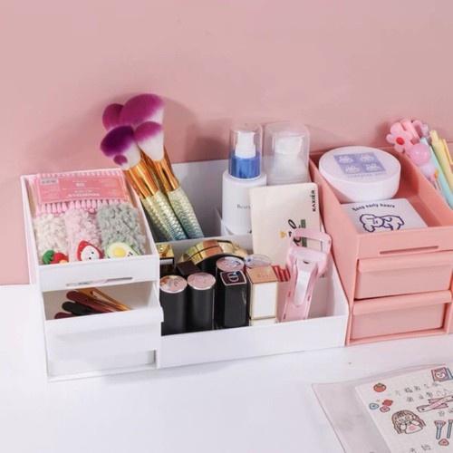 Kệ Nhựa Đựng Mỹ Phẩm lớn đê đồ trang điểm Có 2 Ngăn Kéo Bền Đẹp