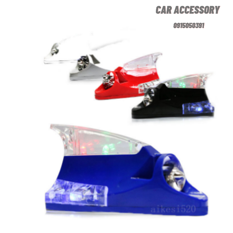 Ăng ten ô tô vây cá mập có đèn LED chạy năng lượng gió trang trí nhiều màu