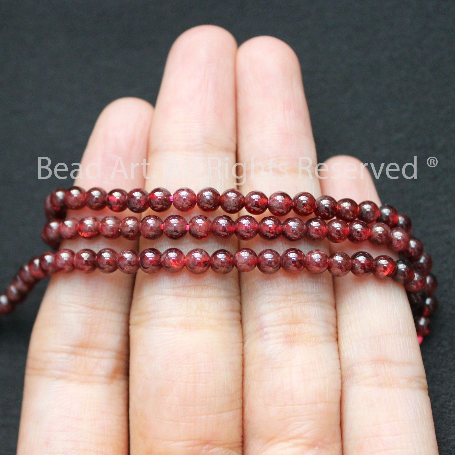 [5 Hạt/10 Hạt] 4MM Đá Garnet, Ngọc Hồng Lựu Tự Nhiên Dạng Tròn Loại AB, Đá Phối Vòng Tay Phong Thuỷ, Chuỗi Hạt, Mệnh Hoả, Thổ - Bead Art