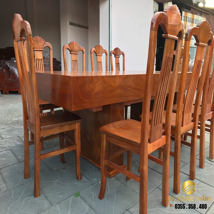 Bàn 10 ghế gỗ hương xám nam phi