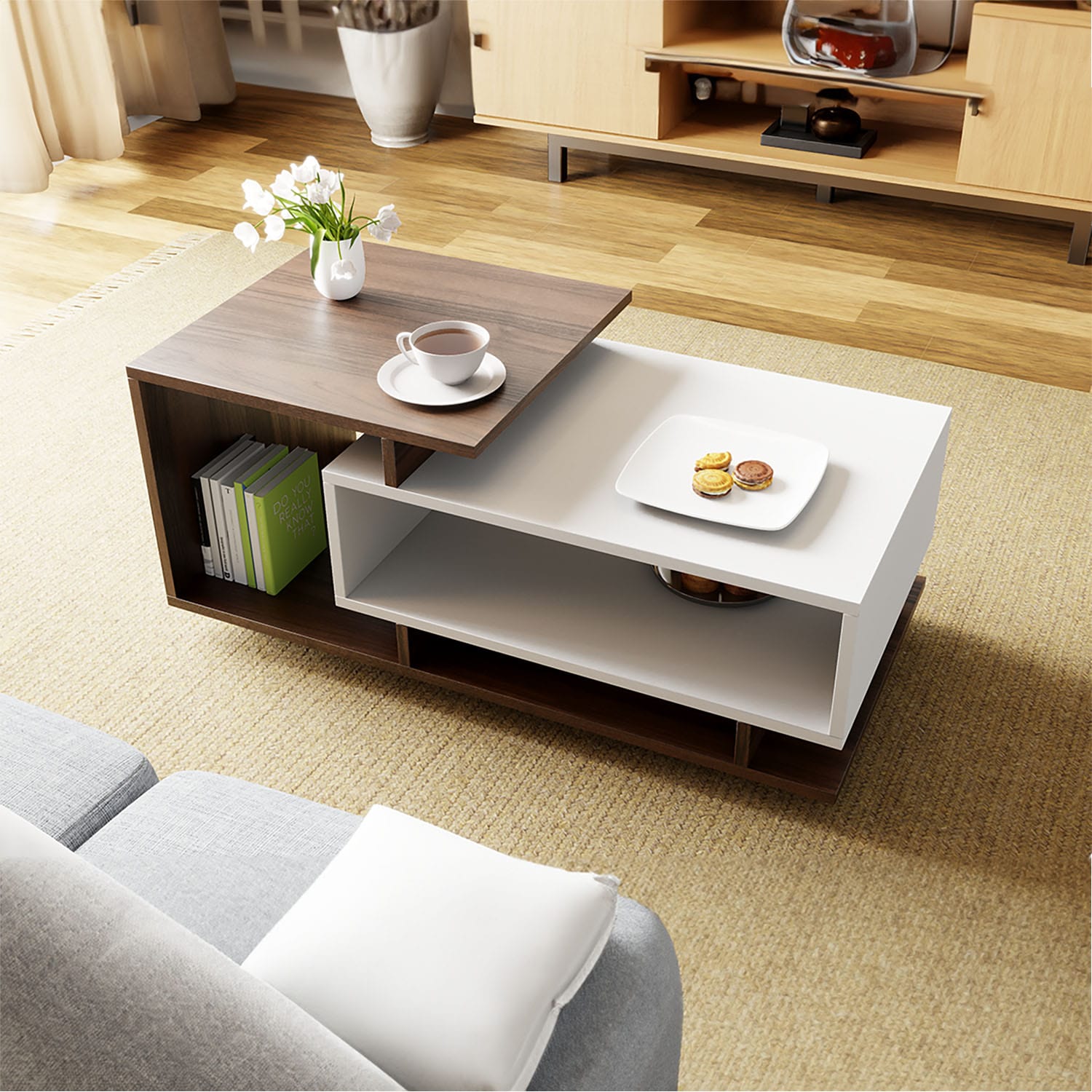 Bàn Sofa, Bàn Trà S Decor ST4101GW Gỗ Plywood, Thiết Kế Tỷ Lệ Vàng