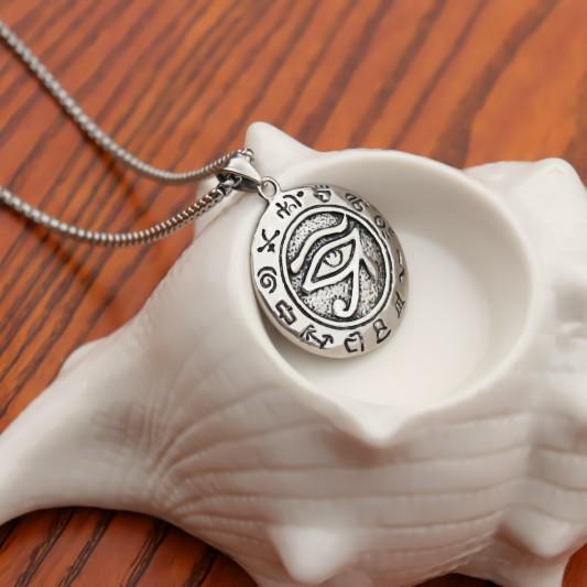 Dây chuyền nam mắt thần Horus - con mắt thứ 3 chất liệu hợp kim titan màu bạc
