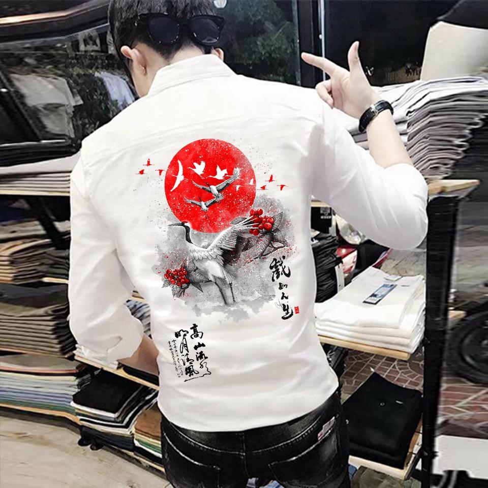SIÊU PHẨMÁO SƠ MI NAM THƯ PHÁP CHIM BAY CAO CẤP | HÀNG SHOP A55