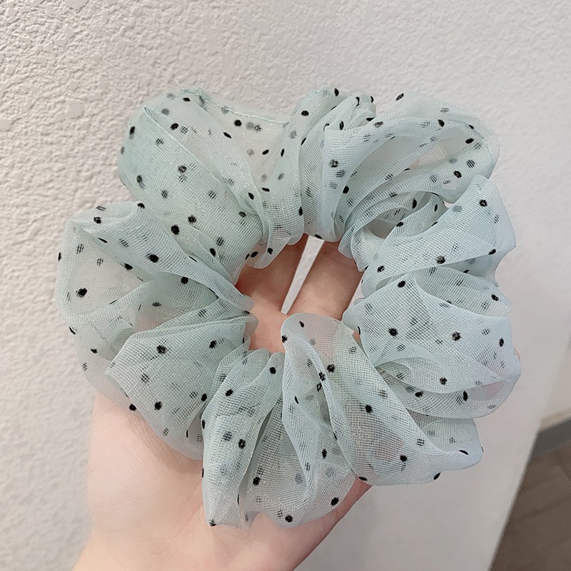 Dây buộc tóc, cột tóc scrunchies họa tiết chấm bi Voan nhiều màu 