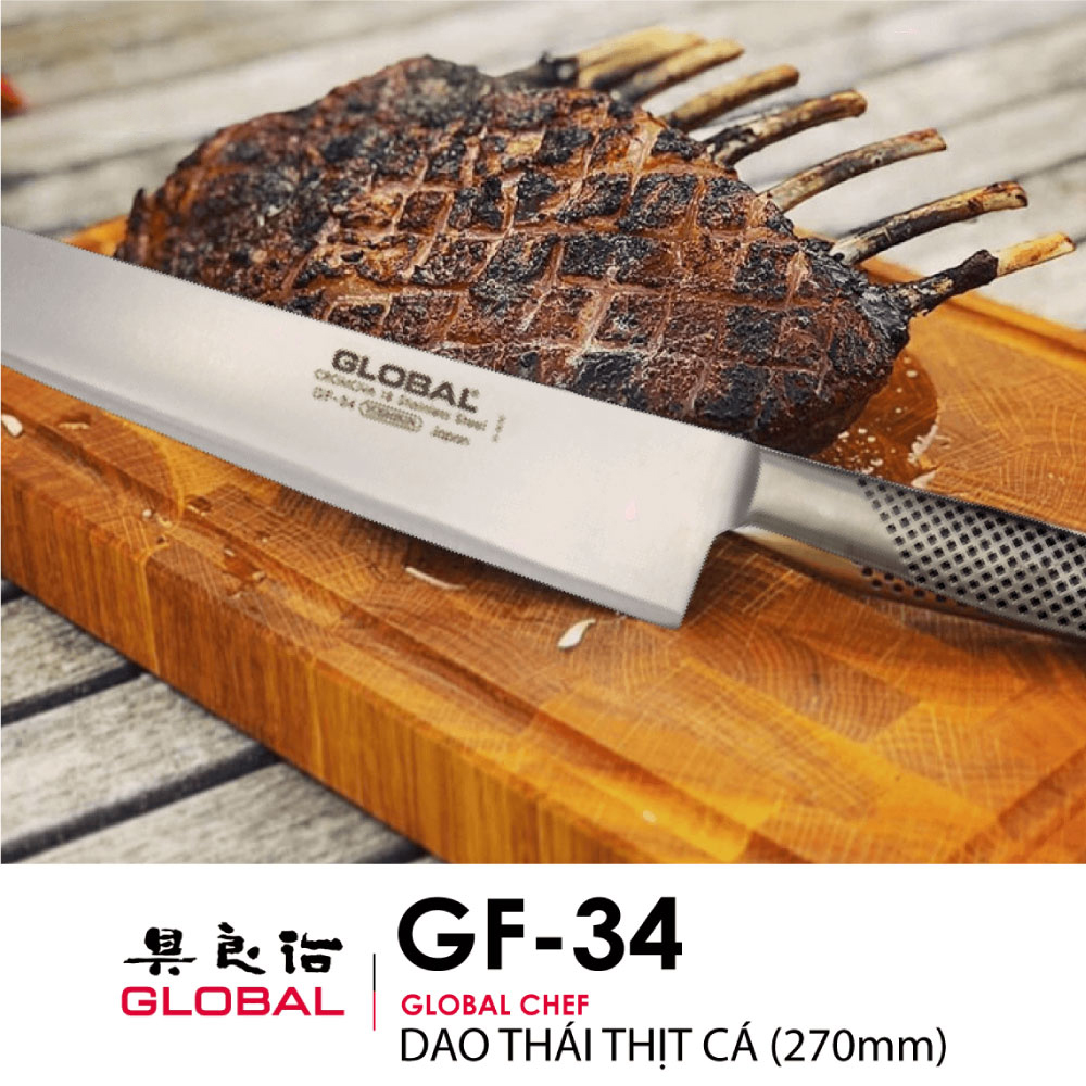 Dao bếp Nhật cao cấp Global GF34 Chef - Dao thái thịt cá (270mm) - Dao bếp Nhật chính hãng