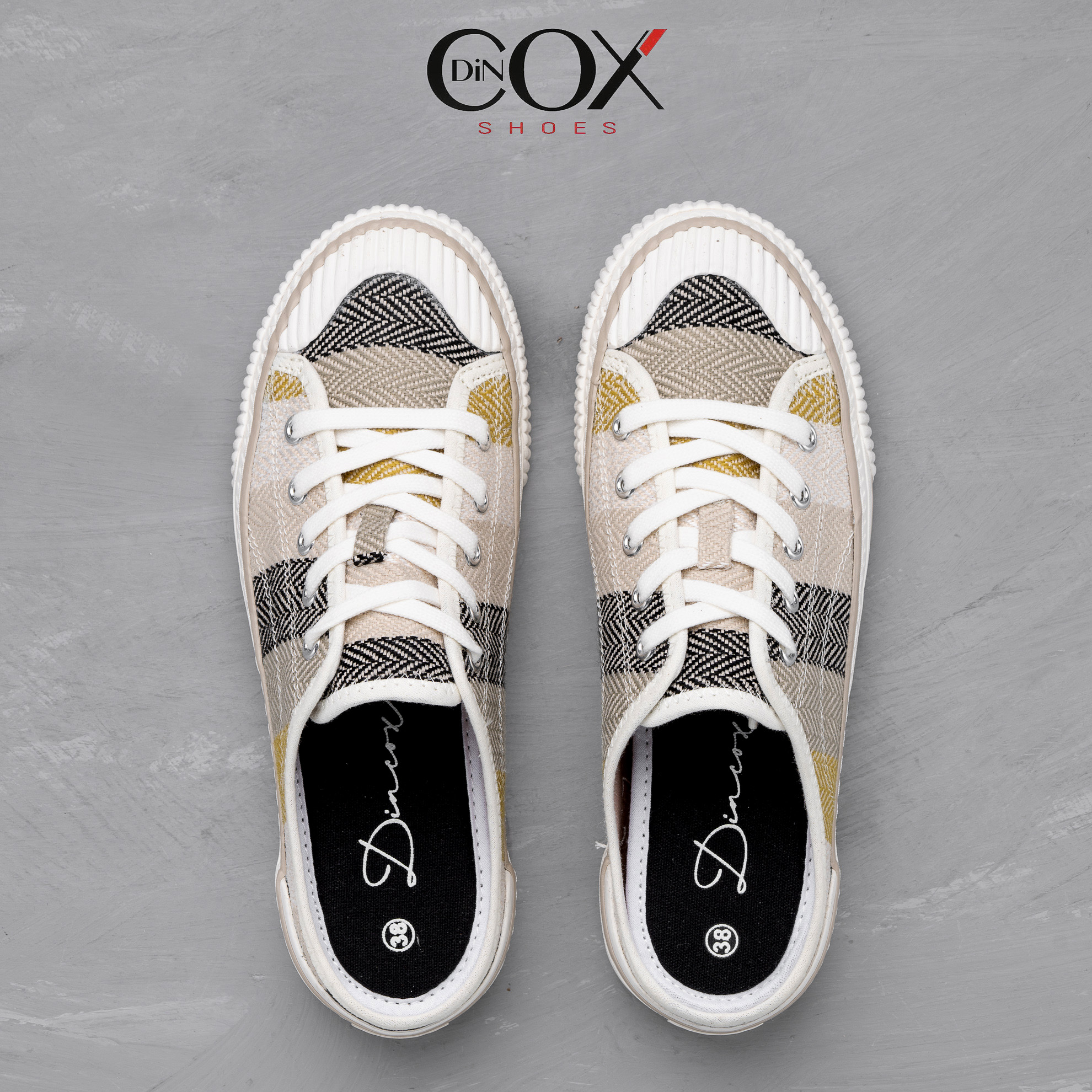 Giày Sục Đạp Gót Mules Vải E10 Covi Yellow Sneaker Unisex Tăng Chiều Cao 4cm DINCOX