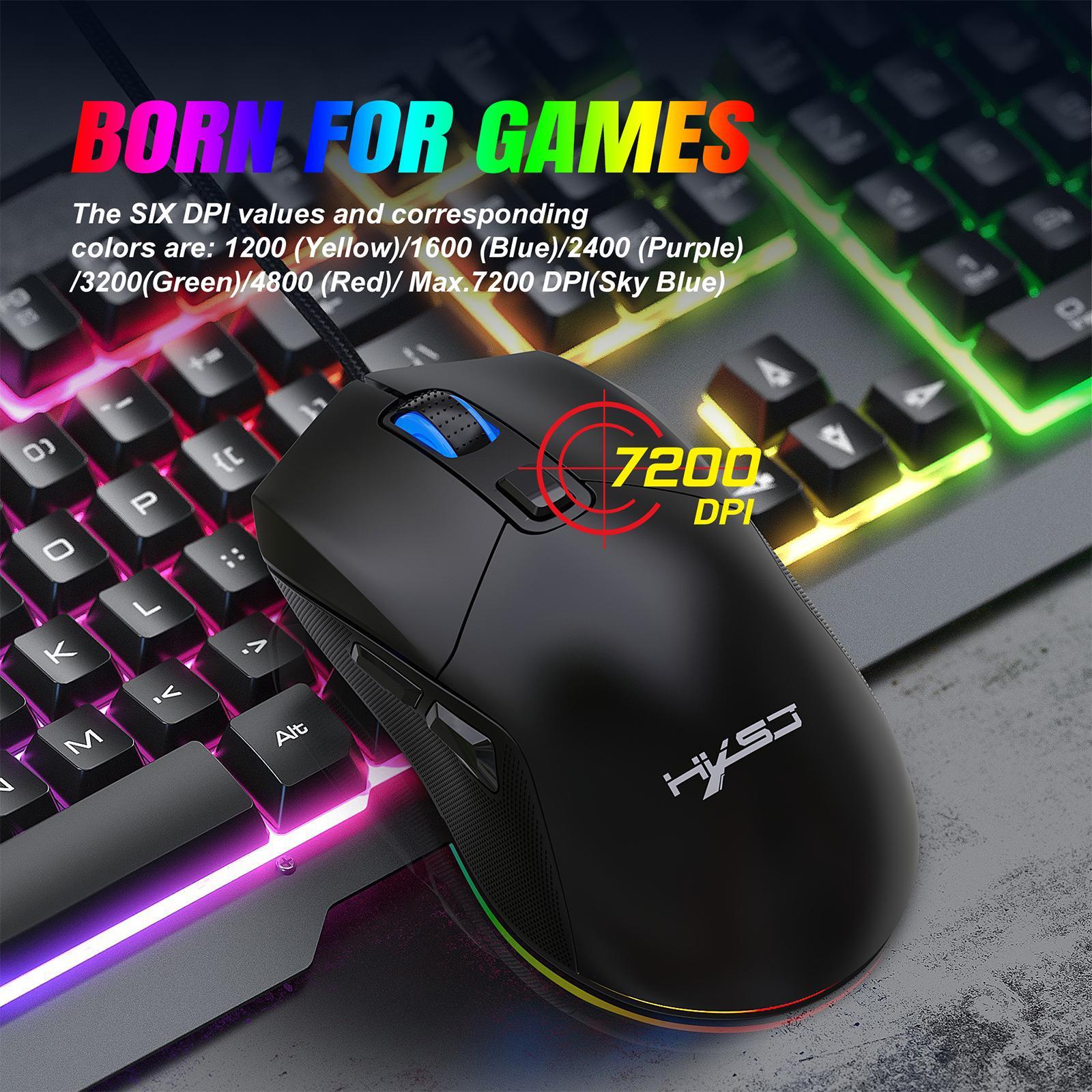 Wired Gaming Mouse Colorful LED Lights Ergonomic for Laptop Notebook PC