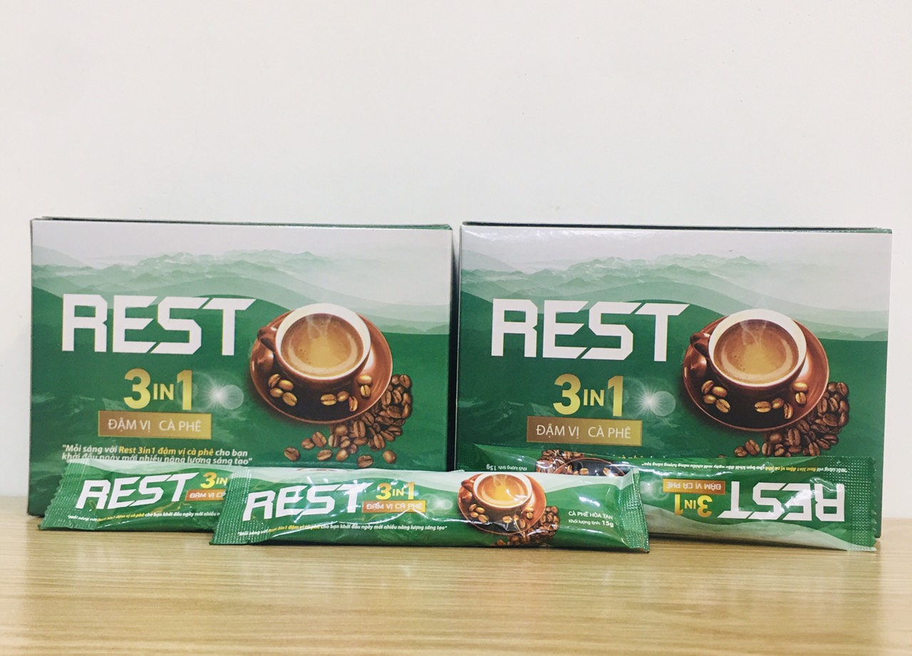 <Hộp 18 gói> Đậm Vị Cà Phê Sữa REST 3iN1 EVEREST COFFEES. Tiêu Chuẩn FDA Hoa Kỳ. Xuất Khẩu Quốc Tế