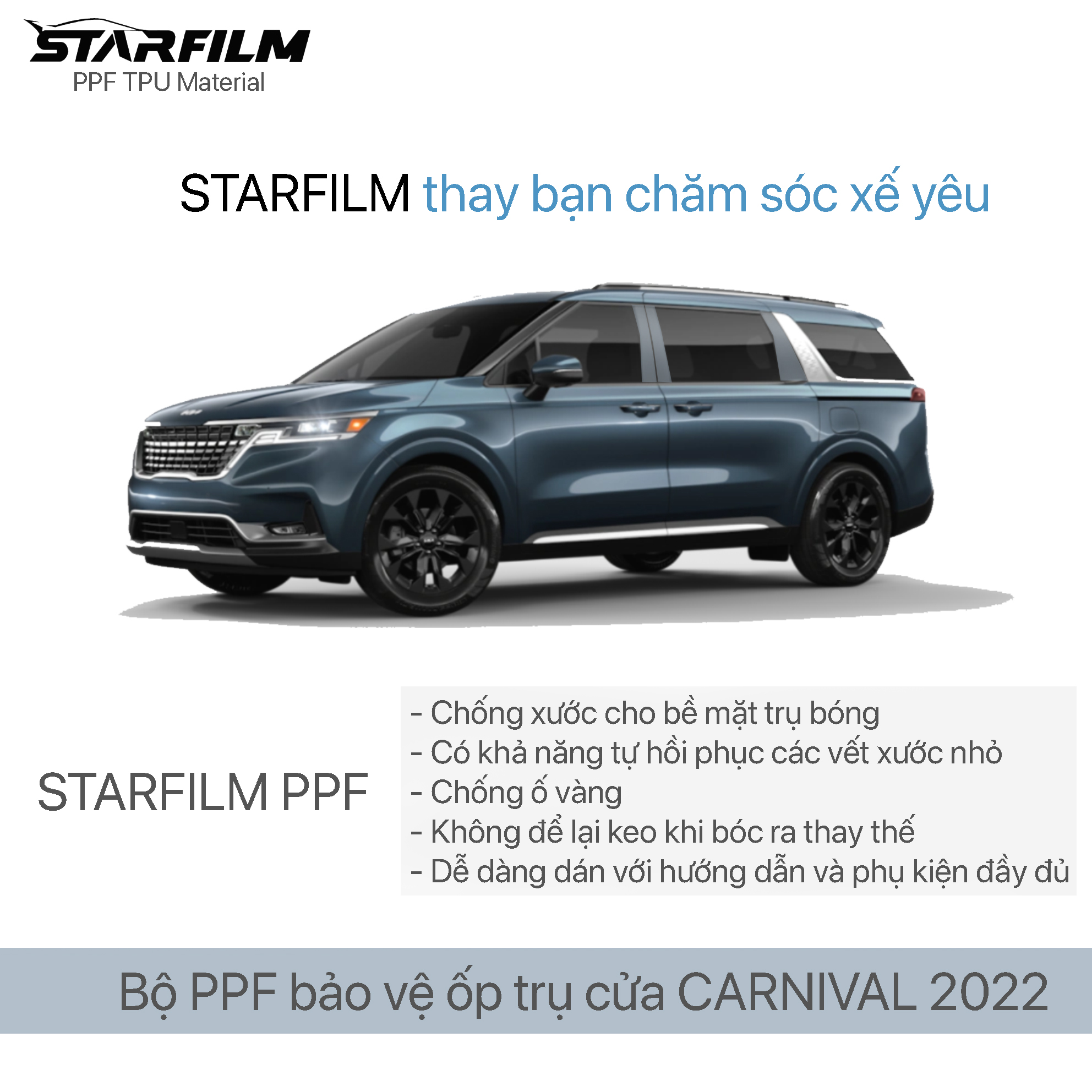 KIA CARNIVAL 2022 PPF TPU Trụ bóng chống xước tự hồi phục STARFILM