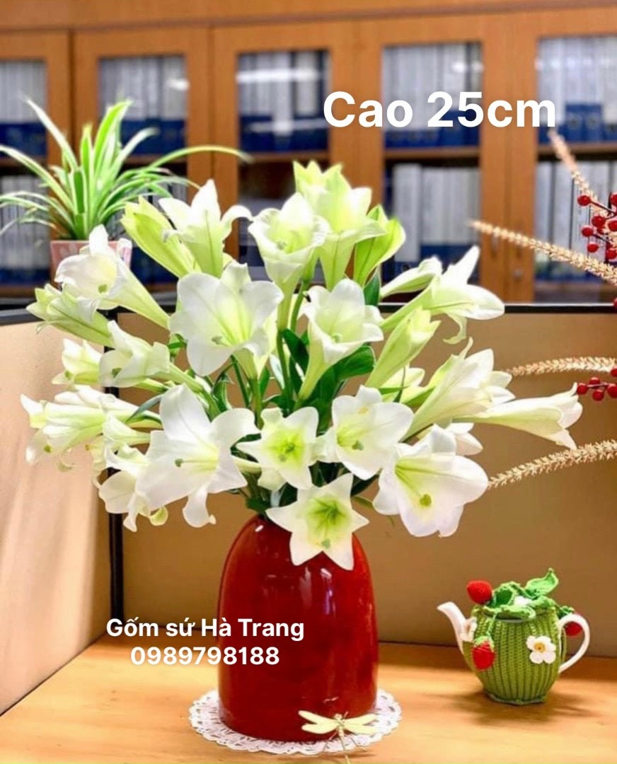 Lọ hoa gốm sứ Bát Tràng cao cấp cao 25cm