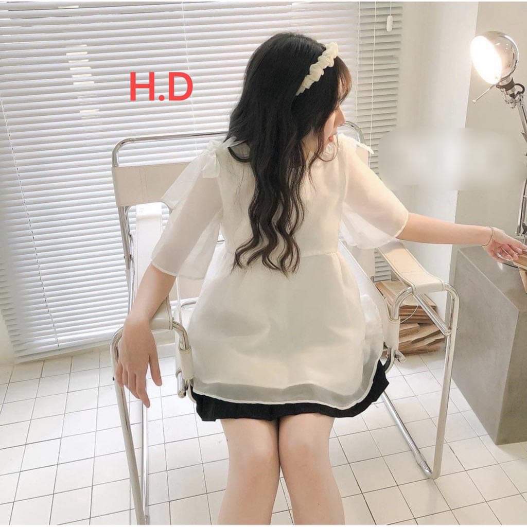 Áo Kiểu Nữ BabyDoll Hàng 2 Lớp Nơ Vai siêu đẹp