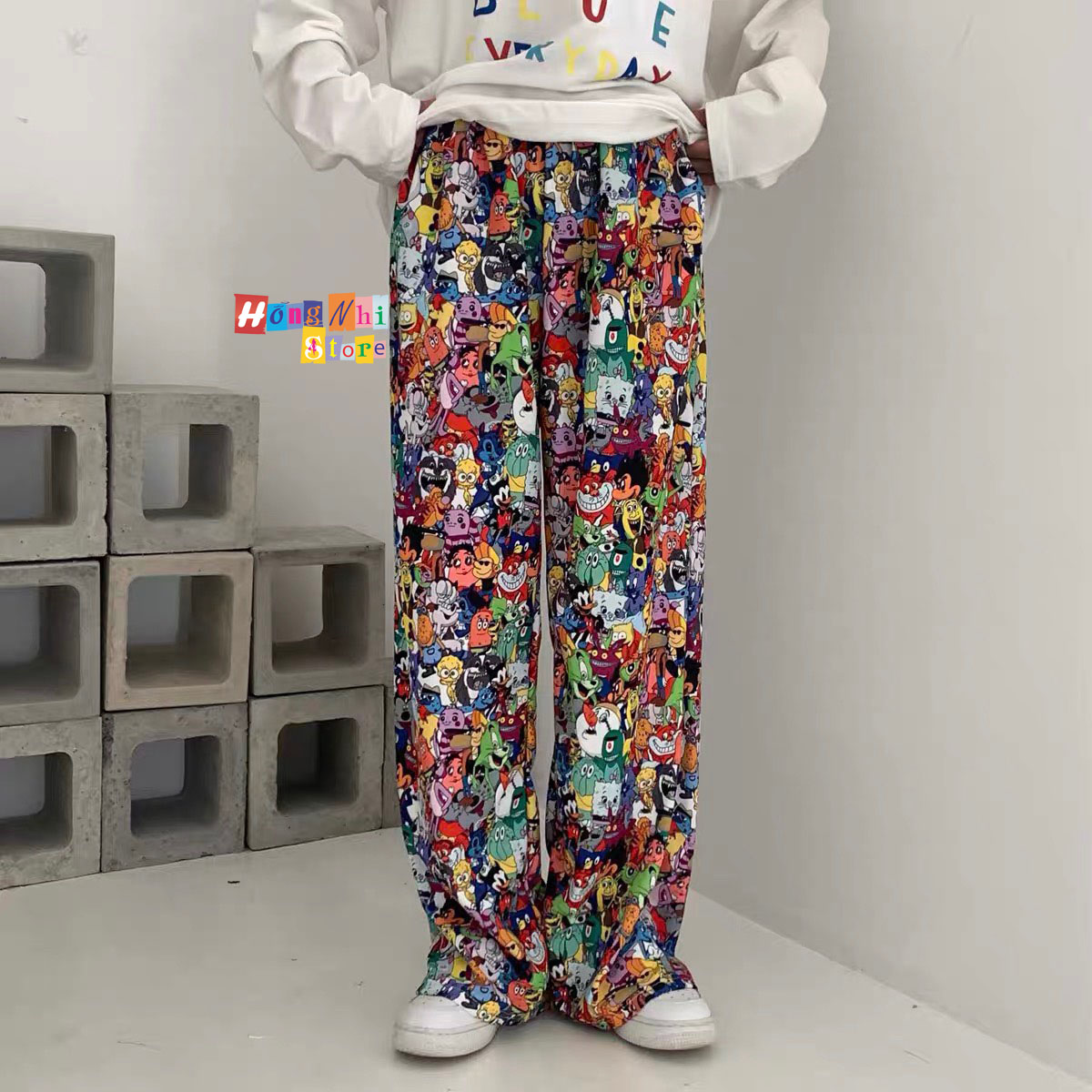 Quần Hoạt Hình Dài Ống Rộng Cartoon Pant V2 Oversize Ulzzang Unisex - MM