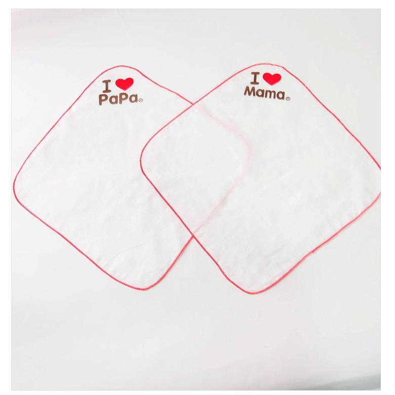 Khăn xô sữa cho bé I love PapaMama loại đẹp 25*25cm