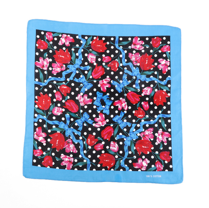 Khăn Bandana phong cách Vintage dễ thương 54x54cm - BDN06.7 hoa vuông