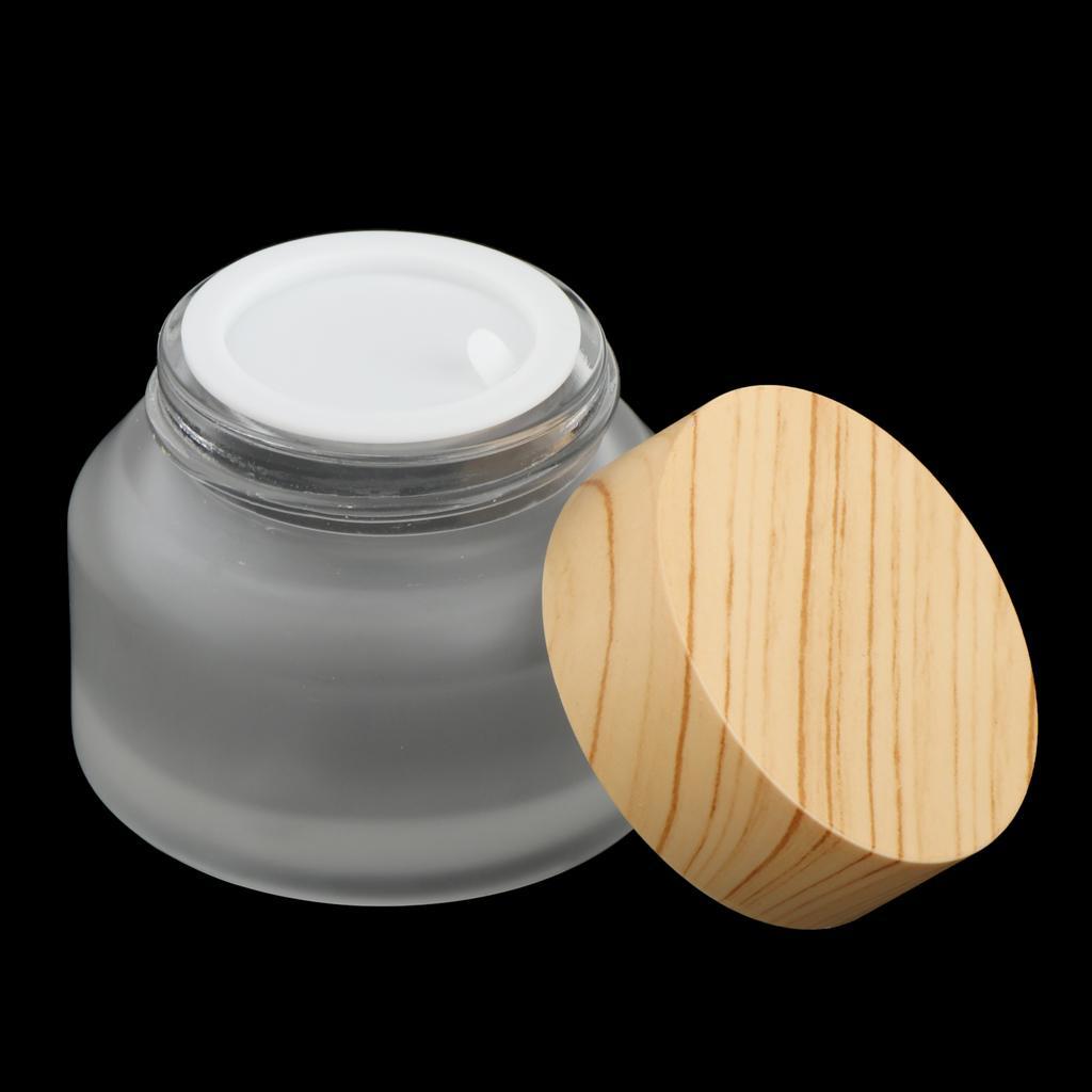 9pcs Clear Frosted Empty Cream Container Travel Cosmetic Lotion Pot Wood Lid