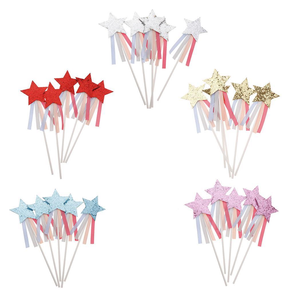 5 Pieces Star Cake Toppers Birthday Wedding Cake Decor Party Suply