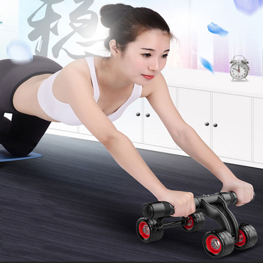 Combo 2 sản phâm tập Gym : 1 con lăn tập bụng 4 bánh + 1 bộ dây ngũ sắc - Chịu lực tốt độ đàn hồi cao tập luyện cơ tay vai ngực bụng mông chân hiệu quả