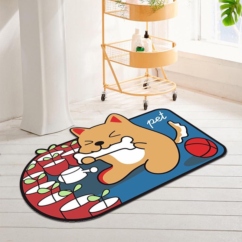 Thảm lau chân silicon hình gấu cute siêu thấm nước, chống trơn trượt size 40x60 cm