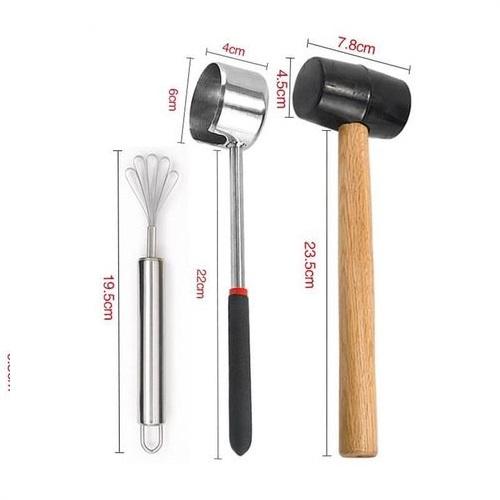 Bộ 3 Dụng Cụ Mở Vỏ Dừa Bằng Thép Không Gỉ Siêu Nhanh - Coconut Shell Opener Tools