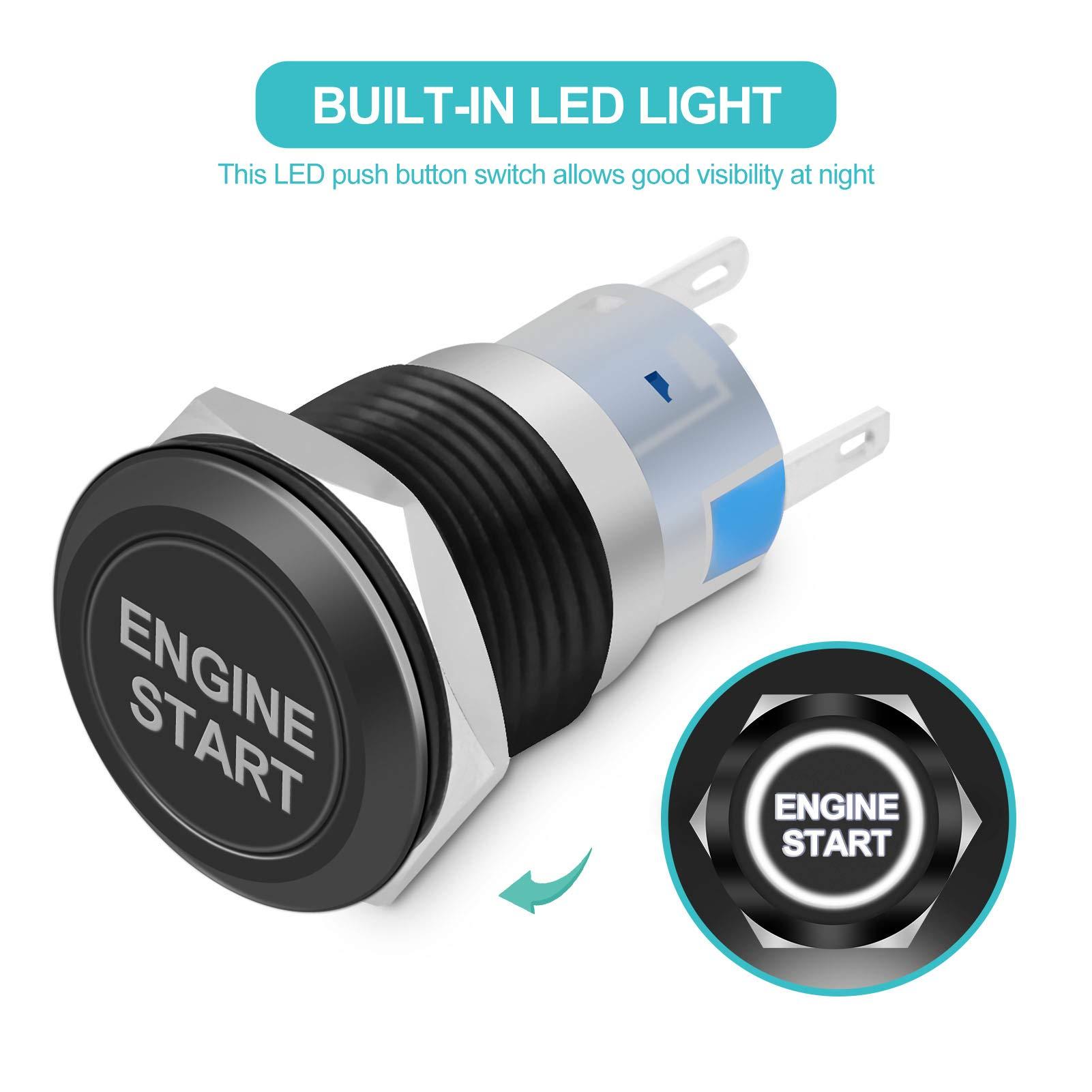 Nút nhấn khởi động động cơ, không thấm nước 12V 19mm